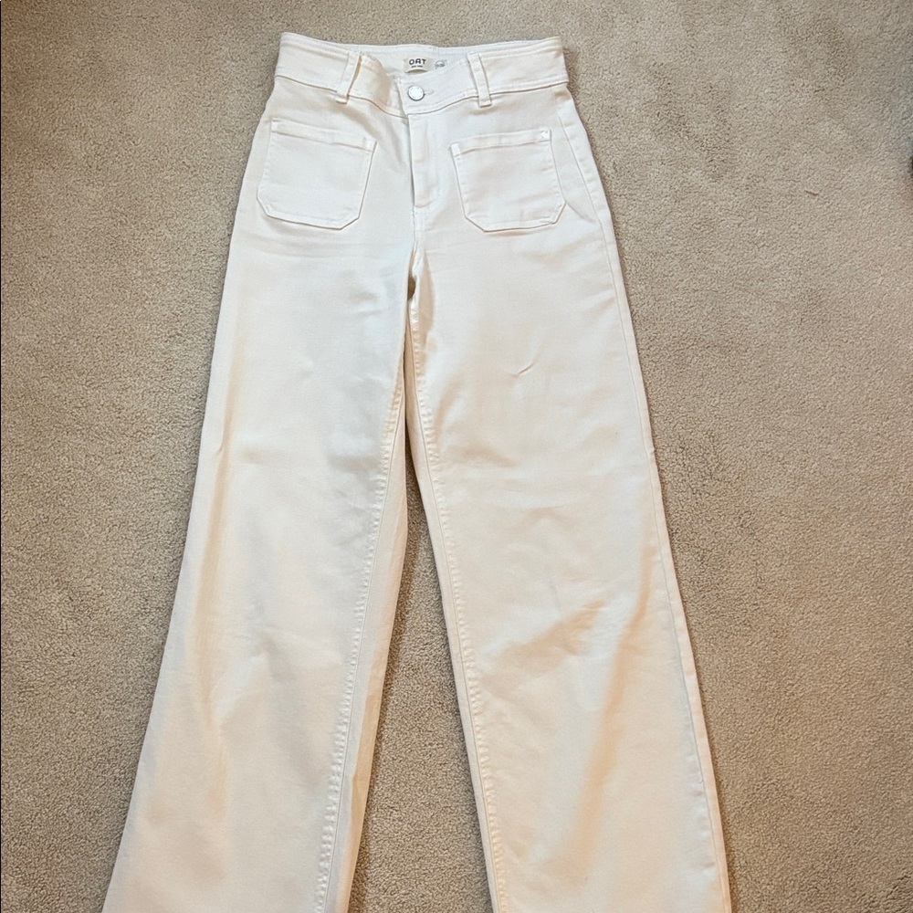 Oat High-Rise Wide Leg Cream Jeans